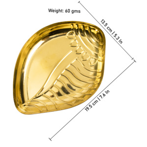 Brass Leaf Design Thali Sangu Decorative Pooja <b>Plate</b> Traditional Serving Tray for Home Temple and Gifting - Product Image 2