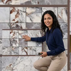 300x600mm White Marble Finish Porcelain <b>Tile</b> Minimalist Style Acid-Resistant for Professional Office Interiors Bathroom - Product Image 3