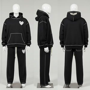 ชุดเซ็ต 2 ชิ้น เสื้อฮู้ดและกางเกงวอร์มผ้าฝ้ายฟลีซหนานุ่ม 500gsm ระบายอากาศได้ดี สไตล์ลำลอง สำหรับผู้ชายและผู้หญิง รุ่น Custom for Sun Fade เหมาะสำหรับฤดูหนาว - Product Image 1