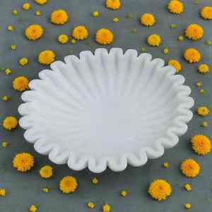 Cuenco Urli de Mármol Blanco Hecho a Mano con Diseño Floral - Product Image 2