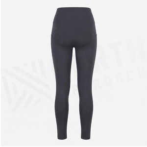Leggings taille haute longueur intégrale, noir uni, sans couture, extensibles dans quatre directions, vêtements de yoga, vêtements de sport pour femmes - Product Image 2