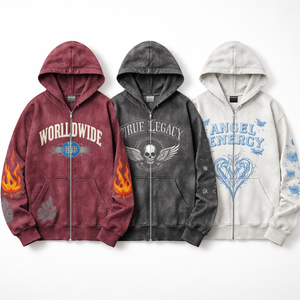 Sudadera con capucha y cremallera con efecto ácido al por mayor con opciones personalizadas - Directo del fabricante OEM - Product Image 5