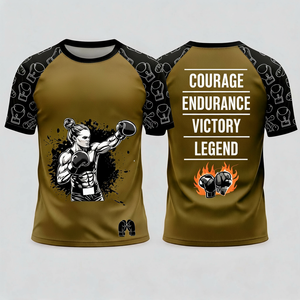 Camiseta de Poliéster de Manga Corta Ajustada para Hombre, Estampado Geométrico de León, Diseño de Sublimación Never Quit, Ropa Deportiva - Product Image 4