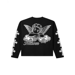 ชุดเซ็ตสองชิ้นดีไซน์เนอร์ทรงโอเวอร์ไซส์ผ้าคอตตอนวินเทจแบบย้อมสีเอซิด ทรงบ็อกซี่ ไหล่ตก พิมพ์ลายกราฟิก - Product Image 3