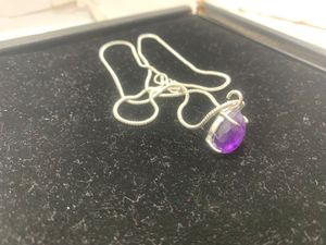 Genuine Amethyst Pear Teardrop Necklace <b>Silver</b> Pendant February Handmade Jewelry Gift For Women Jewelry For Women Necklace - Product Image 1