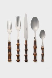 Juego de cubiertos modernos de acero inoxidable con mango de madera para el hogar, restaurantes, cafeterías y servicio de buffet. - Product Image 2