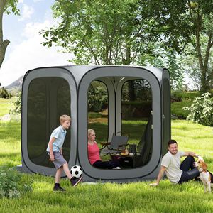 Tenda a Schermo Pop-Up Portatile 3,35 x 3,35 m Grigio Scuro UPF50+ Impermeabile con Borsa per il Trasporto in Poliestere Nylon - Product Image 2