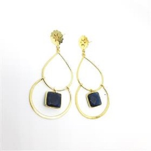 Boucles d'oreilles pendantes en onyx noir, design tendance, vente en gros - Product Image 3