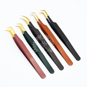 Luxury Wholesale Individual Lash Tweezers Natural Fiber Tip Grip Nonslip Lashes Extensions 90 Degree Volume Cluster Eyelashes - Product Image 1