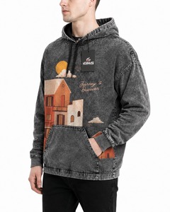 Sweat à capuche vintage délavé pour homme, coupe oversize, en coton doux, style streetwear décontracté, avec service OEM, qualité supérieure - Product Image 3