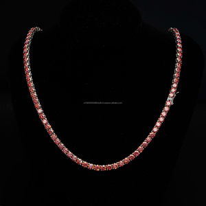 Elegant Rose Pink <b>Tennis</b> Chain Featuring Closely Set Round Stones And Detailed Links Glamorous Party Jewelry For Women And Men - Product Image 1