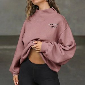 Sudadera de Cuello Alto Extra Grande Premium para Mujer, con Logotipo Bordado Personalizado, Forro Polar, Manga Larga, Estilo Urbano - Product Image 2