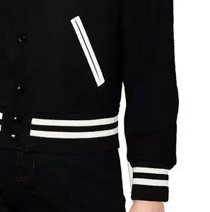 Chaquetas Universitarias de Béisbol para Mujer, Cuello Redondo, Manga Larga, Tejido de Algodón, Cortas, con Cierre Frontal de Botones de Cuerno - Product Image 6