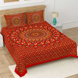 Handmade King Size <b>Bedding</b> Pillowcases Hotels Classic Handmade Cotton Double Bedsheet Printed Hand Block Eco-friendly 3 Pcs Set - Product Image 2