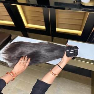 Cabello virgen crudo sin procesar 100%, Color Natural negro, cutícula recta libre de tengle, cabello humano de templo indio alineado, ondas naturales - Product Image 1
