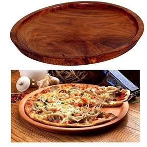 Plateau de service rond en bois massif, plateau en bois pour collations, fruits, desserts et service élégant à table, utilisation à la maison et en cuisine - Product Image 6