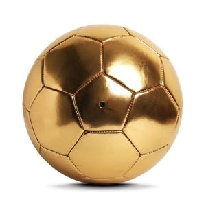 Ballon de football en cuir PU de haute qualité, doré métallisé, cousu à la machine, léger, pour l'entraînement, ballon décoratif, logo personnalisé - Product Image 1
