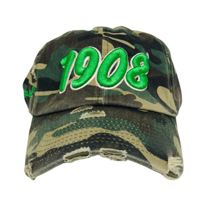AKA 1908 Camo Hat Green Embroidered Letter Baseball <b>Cap</b> Adjustable Cotton Headwear Style Casual Fashion <b>Vintage</b> <b>Cap</b> for Men - Product Image 1