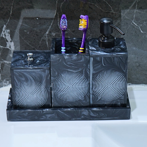 NEHA ENTERPRISES handmade resin <b>bathroom</b> organizer <b>set</b> luxury countertop <b>accessories</b> with modern marble finish - Product Image 1