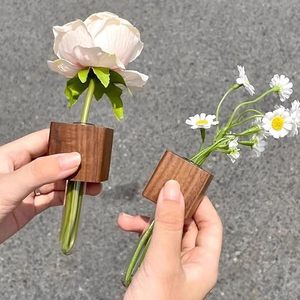 Florero de Madera Ecológico, Estilo Bambú, Minimalista, de 8 a 12 Pulgadas de Diámetro, Centro de Mesa para Decoración del Hogar y Bodas - Product Image 1