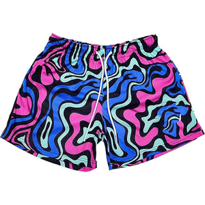 <b>Psychedelic</b> Wave Mesh Basketball Shorts Colorful Abstract Print Athletic Gym Shorts Quick Dry Unisex Sportswear - Product Image 1