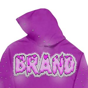 2026 Oversized Rhinestone <b>Hoodie</b> Manufacturer Cotton Thick Screen Dtg Printing Graphic <b>Zip</b> Fleece Boxy <b>Cropped</b> <b>Hoodie</b> - Product Image 4