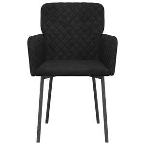 Ensemble de 2 chaises de salle à manger en velours noir 100% polyester avec structure en contreplaqué métallique, élégant ensemble de chaises de salle à manger en velours noir - Product Image 4