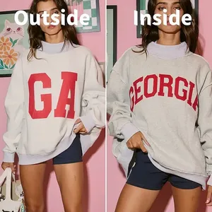 เสื้อสเวตเตอร์คอเต่าแบบกลับด้านได้ สไตล์มหาวิทยาลัยสำหรับผู้หญิงและเด็กผู้หญิง พิมพ์ลายโลโก้ตามสั่ง สินค้ามาใหม่ ขายดี - Product Image 4