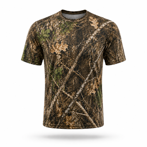 เสื้อยืดแขนสั้นลายพรางสำหรับผู้ชายและผู้หญิง OEM ขายส่ง แบบกำหนดเอง สำหรับฤดูร้อน กิจกรรมกลางแจ้ง แห้งเร็ว เหมาะสำหรับการล่าสัตว์ - Product Image 1
