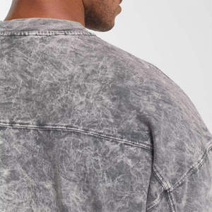 T-shirt Homme Délavé à l'Acide, Col Rond, 100% Coton, Grammage Lourd, Streetwear, Teint Uni, Respirant, Coupe Droite Décontractée, Faible MOQ, Vente en Gros - Product Image 5