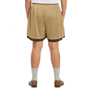 Shorts de basket-ball pour hommes de haute qualité, vintage, rétro, à taille élastique, double maille, broderie, avec poches zippées, été 2024 - Product Image 5