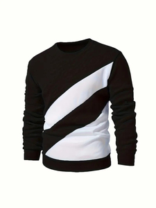 เสื้อสเวตเชิ้ตคอกลมผู้ชาย แขนยาว ทรงปกติ สีดำขาว  แบบมีฮู้ดและไม่มีฮู้ด - Product Image 4