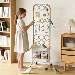 <span class=keywords><strong>Jaula</strong></span> Grande para Loros con Soporte de Juego, Columpio, Escalera y Comederos |   <span class=keywords><strong>Gimnasio</strong></span> de Actividades de Escalada Independiente para Loros y Cacatúas - Product Image 2