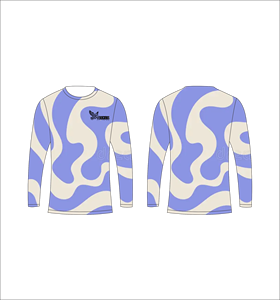 T-shirt à manches longues personnalisé par sublimation, motif tourbillon violet et crème, col rond, vêtements de sport haute performance, Ferocious Clothing, vente en gros - Product Image 1