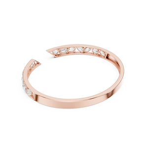 Bracelet jonc ouvert en or rose de luxe avec diamants de laboratoire, diamants à taille mixte, bijoux fins pour femmes - Product Image 3