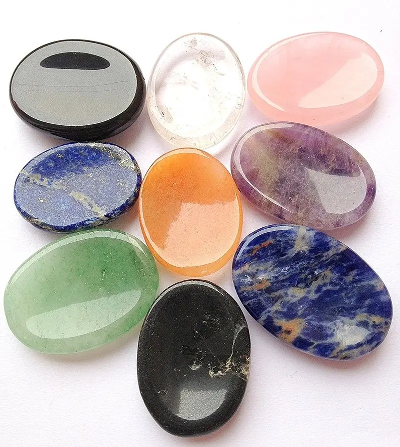 Wholesale Mixstone Worry Stone : Natural Gemstone Various Crystal Worry Stone Thumb Stone.