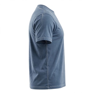 T-shirt en jersey pour homme, bleu, coupe classique, col rond, manches courtes, décontracté, couleur unie, tricoté, 100 % polyester, infroissable - Product Image 4