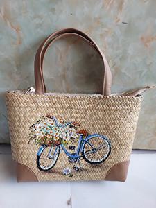 Handmade Vintage <b>Straw</b> Bag Seagrass Woven Floral Painted Decorate Fashion <b>Handbag</b> for Women From Vietnam Factory - Product Image 5