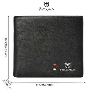 กระเป๋าสตางค์หนังแท้ BULLCAPTAIN สำหรับผู้ชาย หรูหรา ป้องกัน RFID แบบพับสั้น ใส่บัตรเครดิต ใส่เงิน พร้อมกล่องของขวัญสำหรับฉัน - Product Image 6