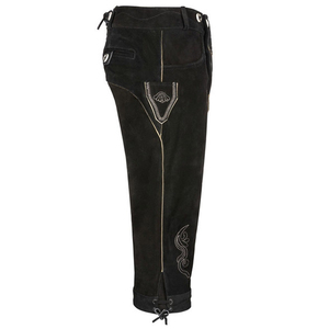 Lederhosen autrichiens de haute qualité, longs et courts, en cuir vieilli, aspect vintage, brodés, style bavarois, pour hommes - Product Image 6