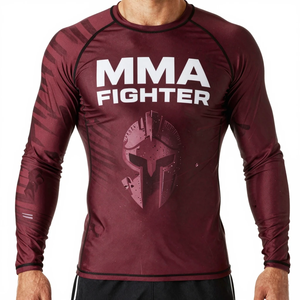Camiseta de Compresión de Manga Larga para Luchadores de MMA, Camiseta de Compresión Roja de Manga Larga con Estampado por Sublimación de Secado Rápido - Product Image 3