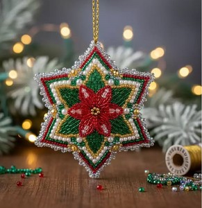 2026Latest Handcrafted Seed Beaded <b>Star</b> Christmas Ornament For Festive DIY Decor Artistic Holiday Luxury Christmas <b>Hanging</b> Decor - Product Image 2