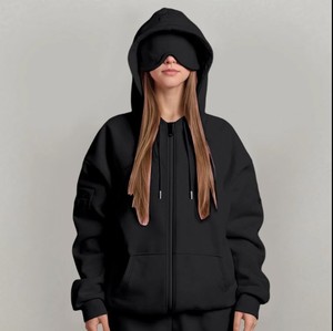 Sudadera Deportiva Extra Grande para Mujer, con Capucha, Tejida, Antiarrugas, 100% Poliéster, para Otoño, con Estampado de Letras y Logotipo Frontal, Largo Regular - Product Image 6