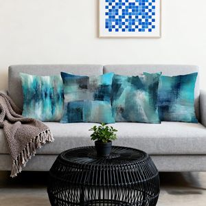 Housses de coussin décoratives modernes de style ferme pour l'extérieur, 18x18, turquoise, lot de 4, pour usage intérieur, couleur bleu sarcelle - Product Image 5