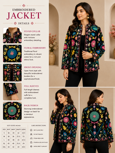 Luxury Black Velvet Jacket Women Pink Floral Hand Embroidery Bomber Handmade Needle <b>Work</b> Winter Coat Boutique Wedding Gift - Product Image 6