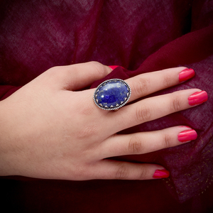 Bague en pierre de lapis-lazuli bleu royal, argent sterling 925, bijou élégant - Product Image 1