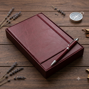 Aurelux RE004 Burgundy PU Leather Cover A5 Multicolor Diary Gift <b>Set</b> for Office Meetings Custom Logo Premium Executive <b>Notebook</b> - Product Image 3
