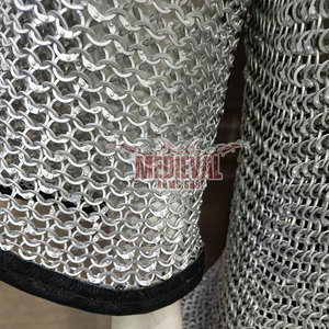 Medieval Mild Steel <b>Flat</b> Riveted Chainmail Shirt Handmade Knight Hauberk Armor Fashion Historical Reenactment Halloween New Year - Product Image 5