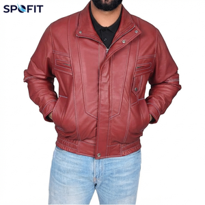 Professional Manufacturer Made Winter Warm Men's High Street Vintage Leather <b>Biker</b> <b>Jacket</b> Eco-Friendly Waterproof Front - Product Image 5
