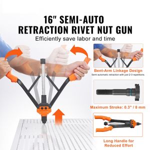 Kit di Utensili per Rivnut da 16 Pollici, 13 Mandrini Metrici SAE, 186 Dadi Rivetto, Retrazione Semi-Automatica M3 M4 M5 per Fissaggio Metrico e SAE - Product Image 4